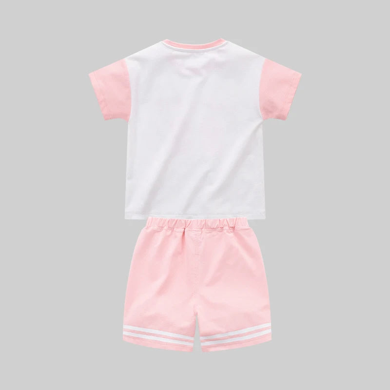 Boys and Girls Round Neck Sports Suit 1-6 Year Old Children's Clothing Short Sleeved Shorts Kids Clothing