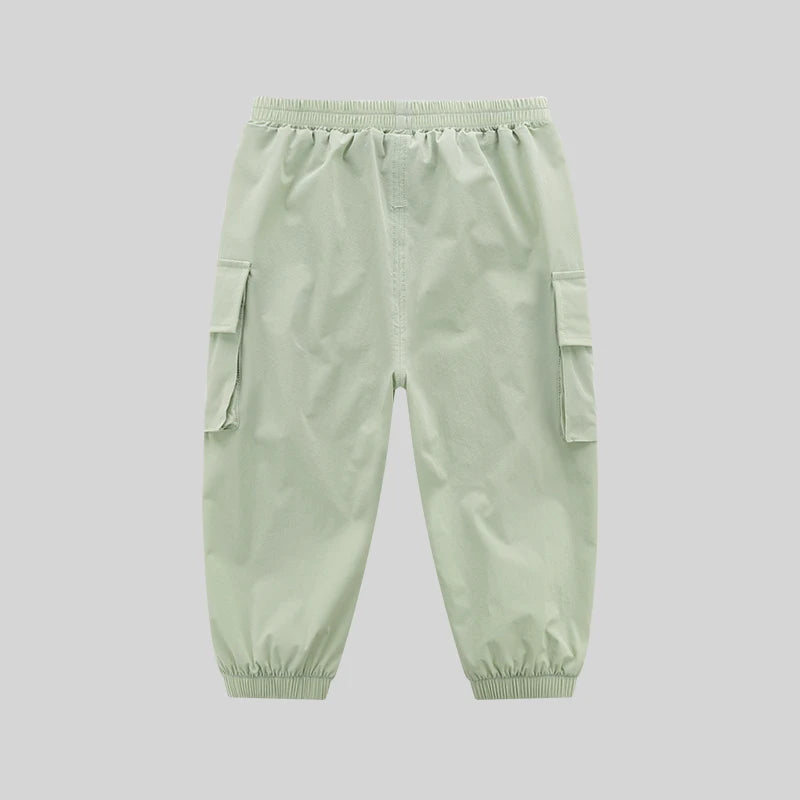Kids Overalls Pants with Pockets Durable Outdoor Elastic Trousers for Boys Girl Children Casual Long Pants Spring Autumn 1-4Year