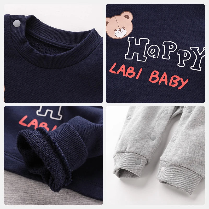 LABI BABY Long Sleeve Romper Korean Style Toddler Bodysuits Kids Jumpsuits Infant Outdoor Playsuits Autumn Clothing 2 Colors