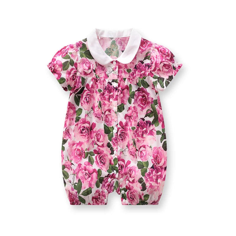 LABI BABY, mono Floral colorido para niñas, mono de verano con patrón de rosas, ropa de flores para niños pequeños, ropa de fiesta infantil, atuendo