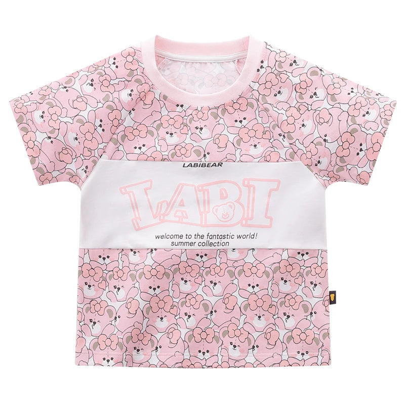 LABI BABY Summer Girls 2-5 Year Old Printed T-shirt High Quality Casual Loose kids clothes
