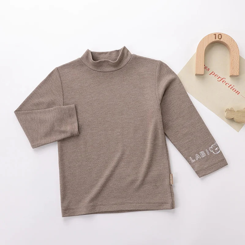 LABI BABY High Collar Tops Long Sleeve Autumn T-shirt Casual Undershirt for Boys Girls Toddlers Top Baby Clothes Child Clothing