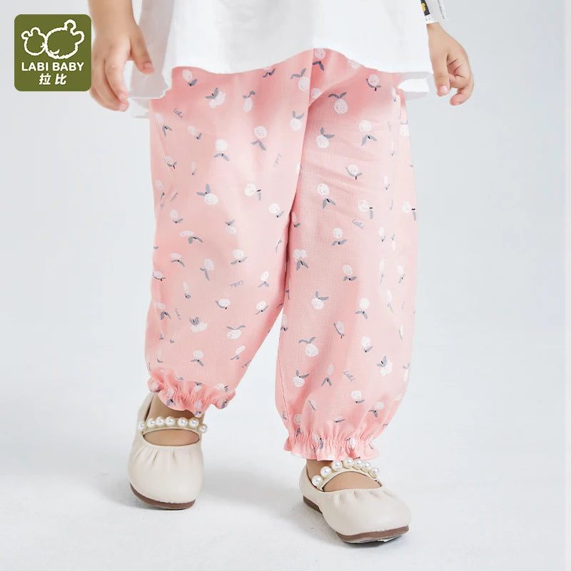 Four Seasons 1-5 Year Old Girl's Casual Loose Pants Lightweight Breathable Mosquito Proof And Wind Proof Thin Pants