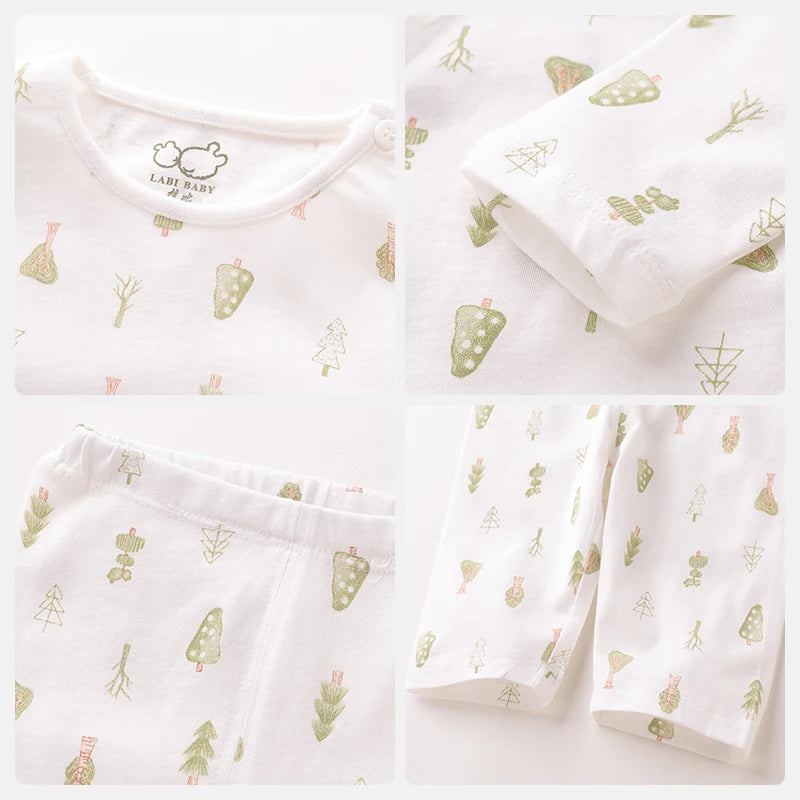 LABI BABY 2Pcs/Set Infant Jumpsuit Spring Newborn Cotton Romper Toddler Soft Bodysuit for Baby Boys Girl Kids Comfortable Onesie