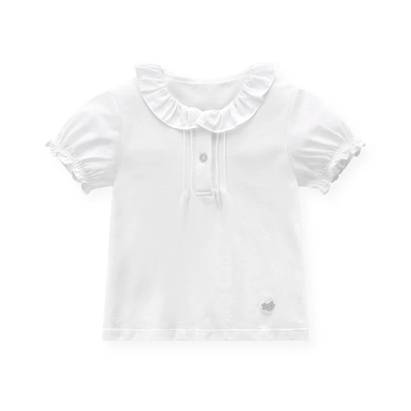 Children's Clothing Girls Solid Cotton Short Sleeve T Shirt For Girls Puff Sleeve Girl clothes Casual Tops T-Shirt For Girls