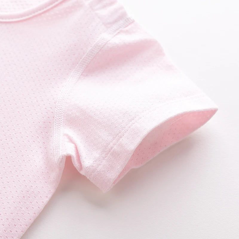LABI BABY Short Sleeve Rompers for Newborn Baby Soft Cotton Infant Classic Pajamas Solid Color Clothes Boy and Girl Clothes