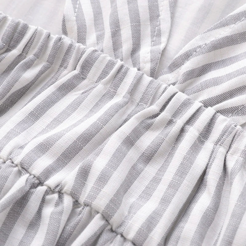 LABI BABY Cute Sleeveless Dresses for Baby Girls Summer Toddler Cotton Dress Cartoon Striped Pattern Thin Clothes Kids Clothing