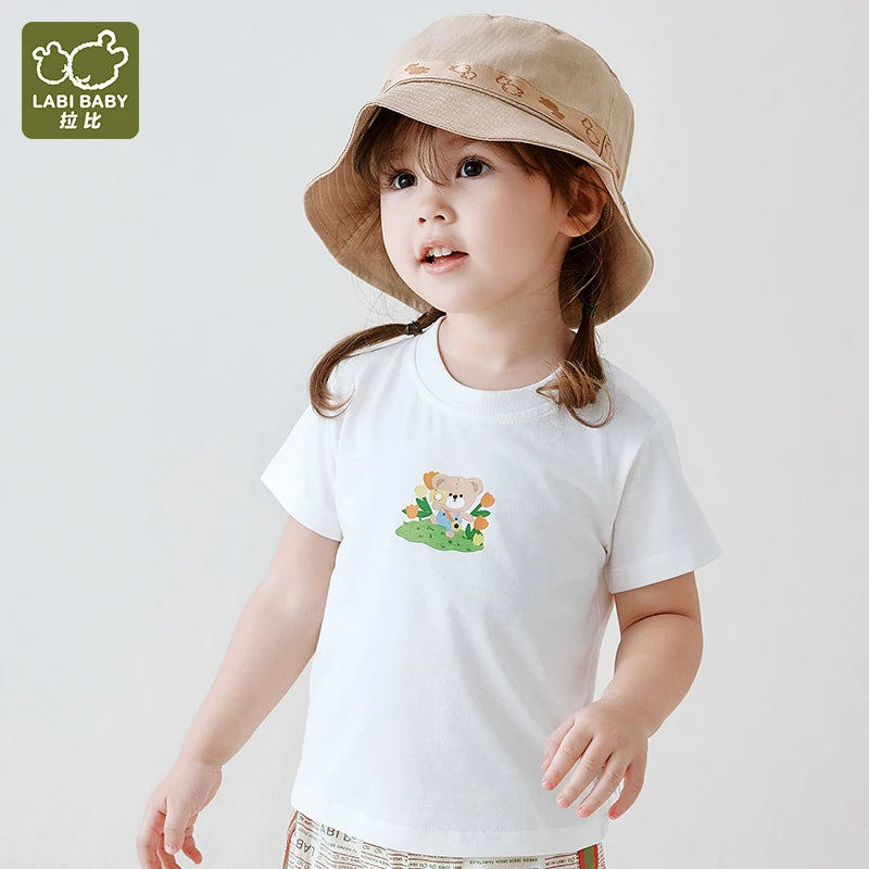 LABI BABY Summer Cartoon T shirt for Boy Girl Short Sleeve Top Children T-shirt Casual High-end Infant Clothes Clothing 1-6 Year