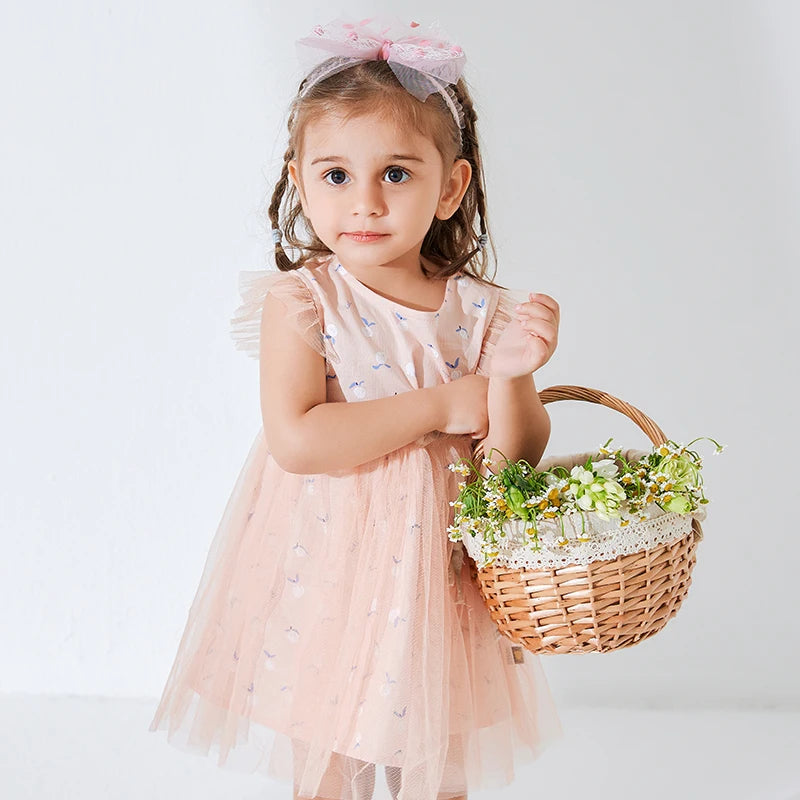 LABI BABY Girls Fairy Dress Summer Sleeveless Dresses for Toddler Girls Ruffles Muslin Elegant Floral White Princess Dress Kids