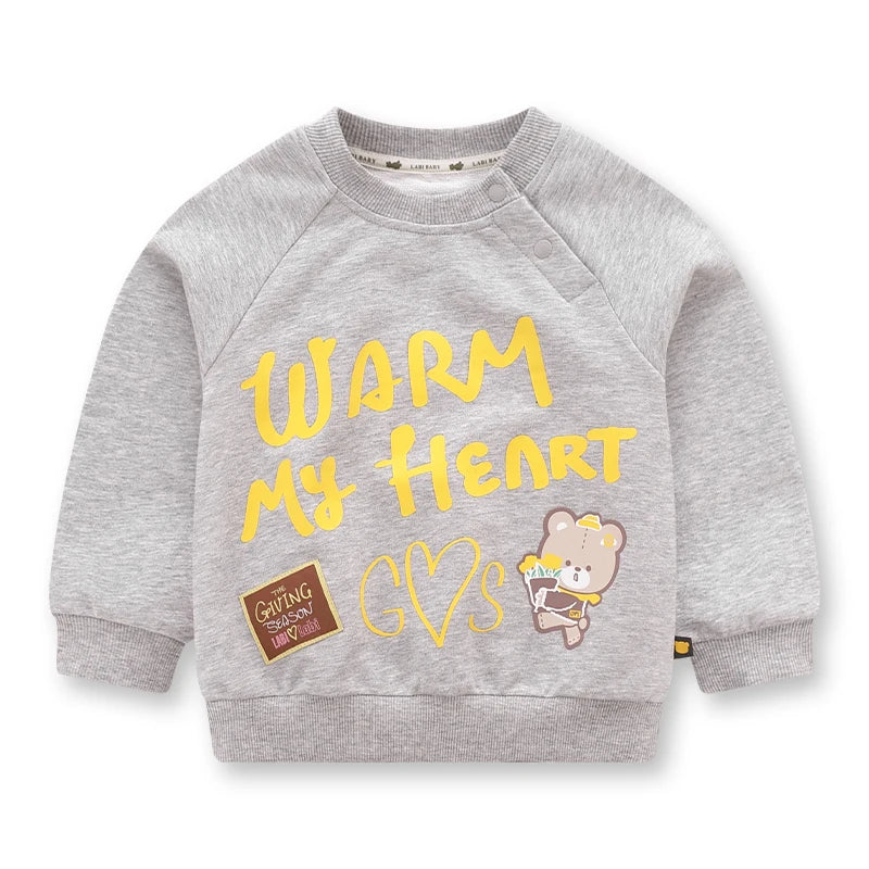 LABI BABY Kids Round Neck Hoodie Long Sleeves Outdoor Sport Pullovers Cotton Toddler Tops Spring Autumn Children Clothing