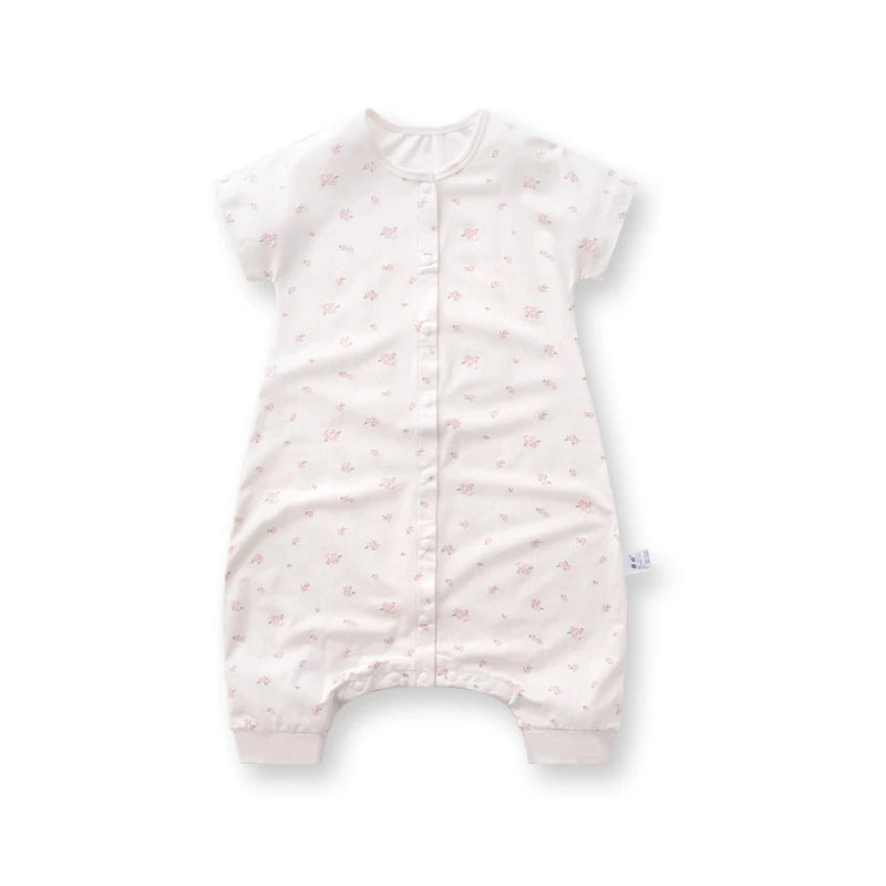 LABI BABY Summer Sleeping Bags for Grils Boys Toddler Rose Print Jumpsuit Thin Elegant Kids Sleepwear Infant Sleeping Bodysuit