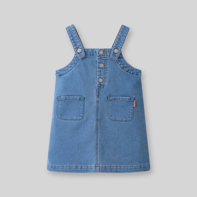 3-10 Years Girls Denim Dresses Kids Strap Overalls Dress with Pockets Stylish Children Summer Spring Autumn Suspender Clothes