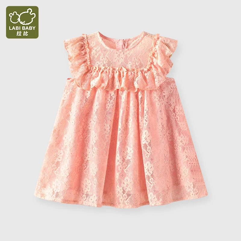 Summer Girl Lace Dress Sleeveless Fairy Dresses Sweet Princess Party Dresses Flying Sleeves Kids Toddler Clothing 1-3 Year Child