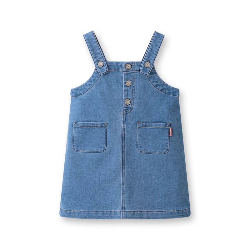 3-10 Years Girls Denim Dresses Kids Strap Overalls Dress with Pockets Stylish Children Summer Spring Autumn Suspender Clothes