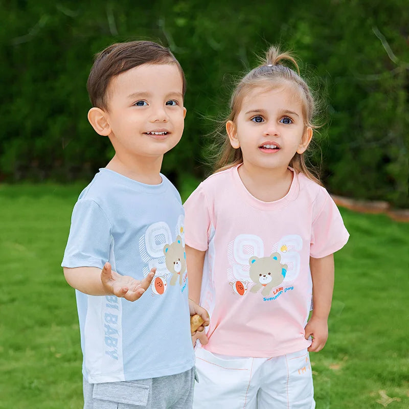 Children Summer Cool Feeling T-shirt UV Protected Short Sleeve T-shirt 1-6 Year Quick Drying Sports Top Boy Girl Kids Clothing
