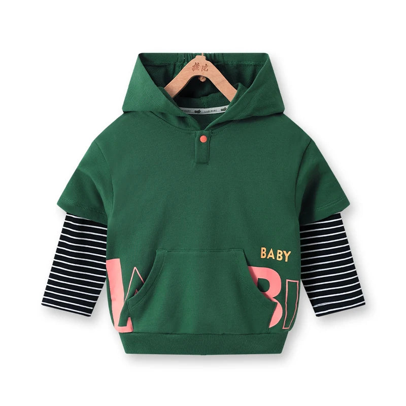 Red Green Yellow Kids Hoodies Autumn Sweatshirt for Boys Girls Long Sleeve Pullovers Casual Hooded Tops Pockets Sport Hooded Top