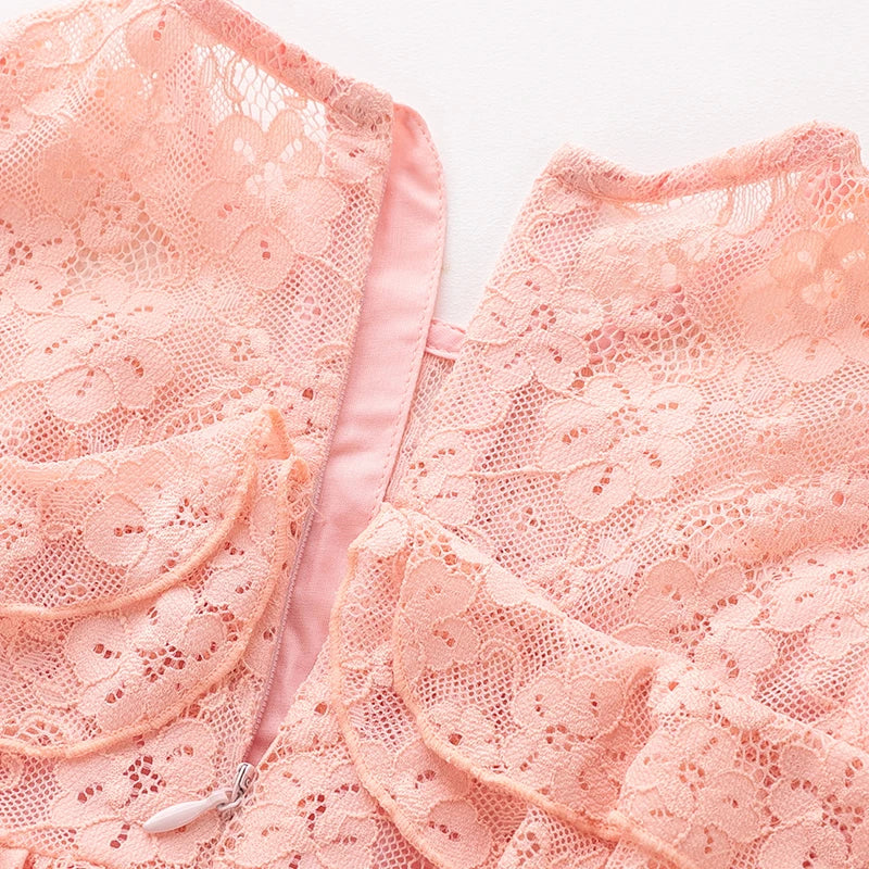 Baby Girls Sleeveless Lace Dress Toddler Floral Lace Frocks Summer Flowers Princess Fairy Dresses for Girls Kids Rose Red Party