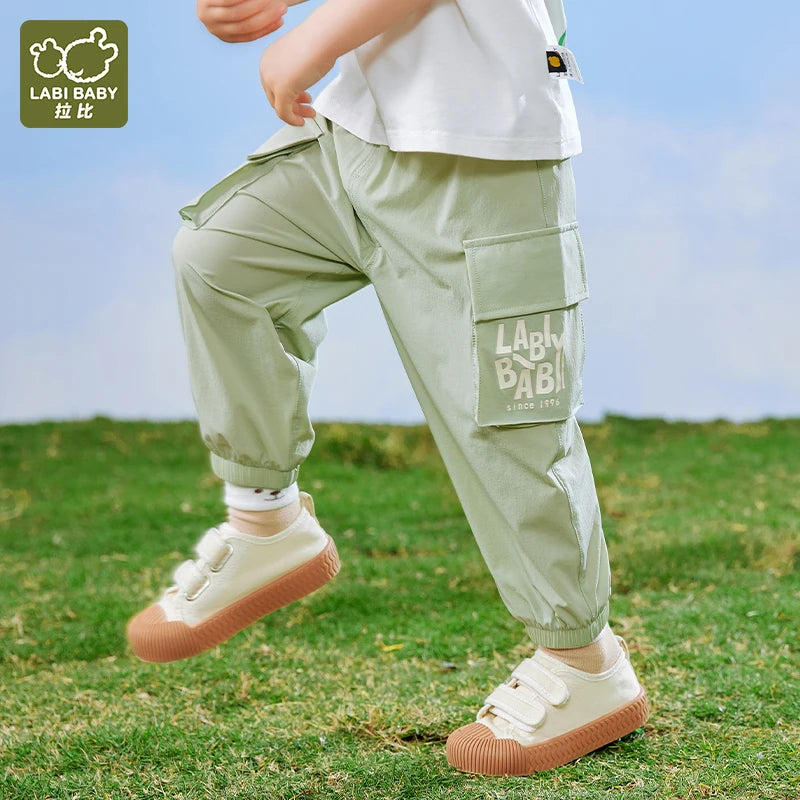 Kids Overalls Pants with Pockets Durable Outdoor Elastic Trousers for Boys Girl Children Casual Long Pants Spring Autumn 1-4Year