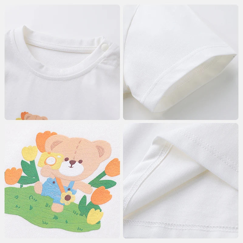 LABI BABY Summer Cartoon T shirt for Boy Girl Short Sleeve Top Children T-shirt Casual High-end Infant Clothes Clothing 1-6 Year