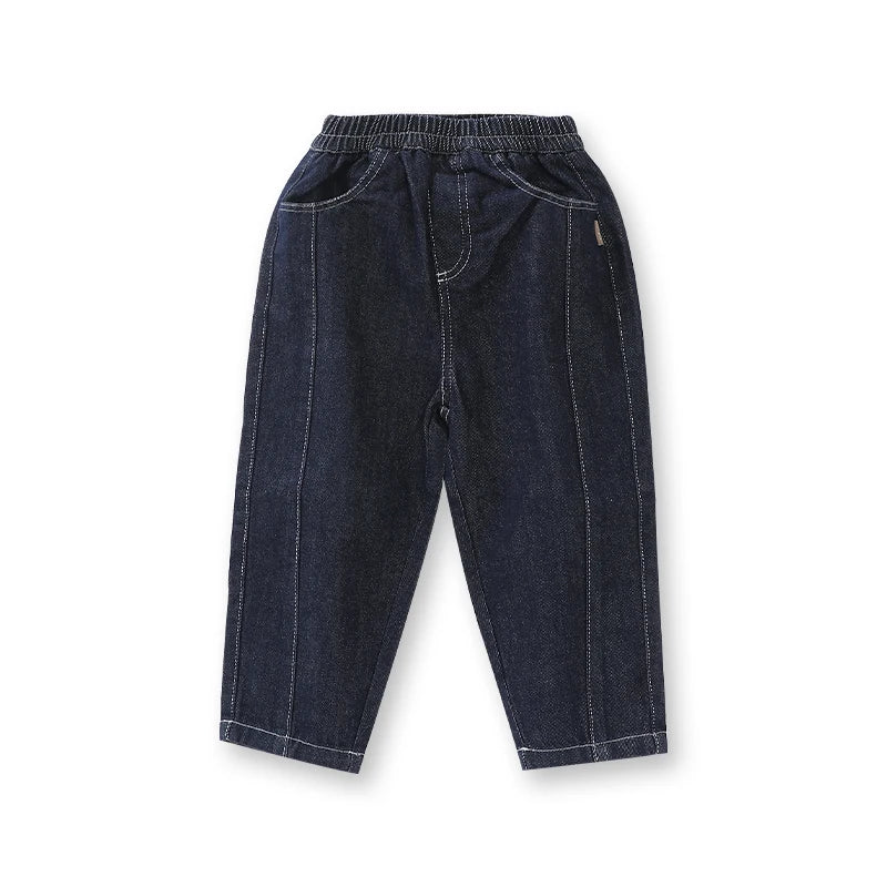 Durable Kids Denim Jeans for Boys Girls Outdoor Elastic Waist Cotton Trousers with Pockets Children Jeans Pants Kid Clothing
