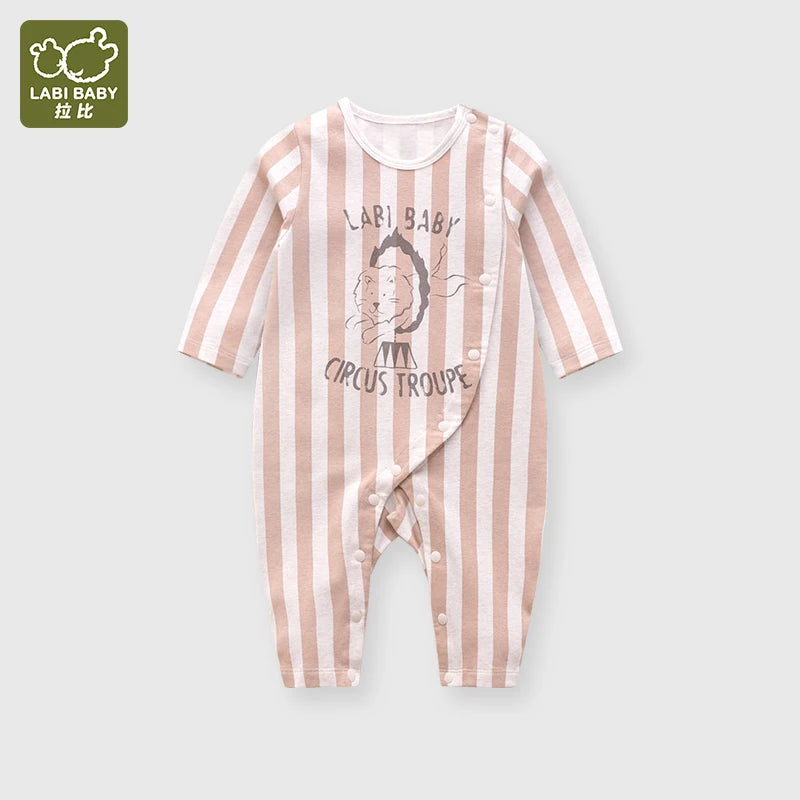 Four Seasons Newborn Bodysuit 0-24 Months Baby Stripe Jumpsuit Male Baby Female Baby Cartoon Climbing Clothes
