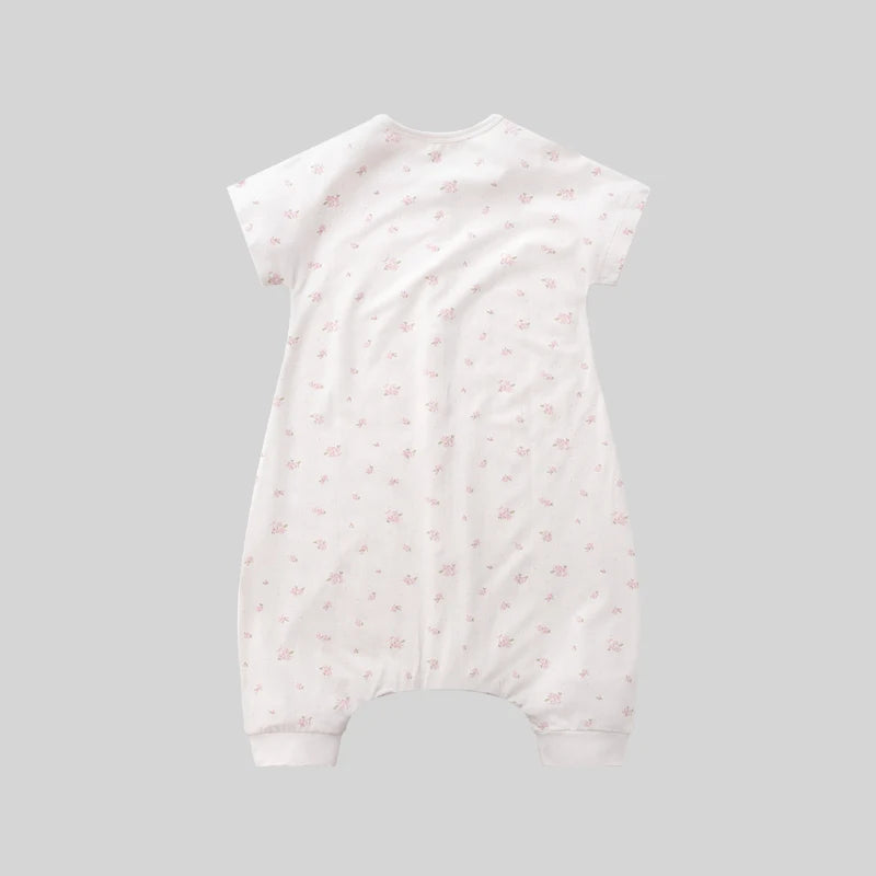 LABI BABY Summer Sleeping Bags for Grils Boys Toddler Rose Print Jumpsuit Thin Elegant Kids Sleepwear Infant Sleeping Bodysuit
