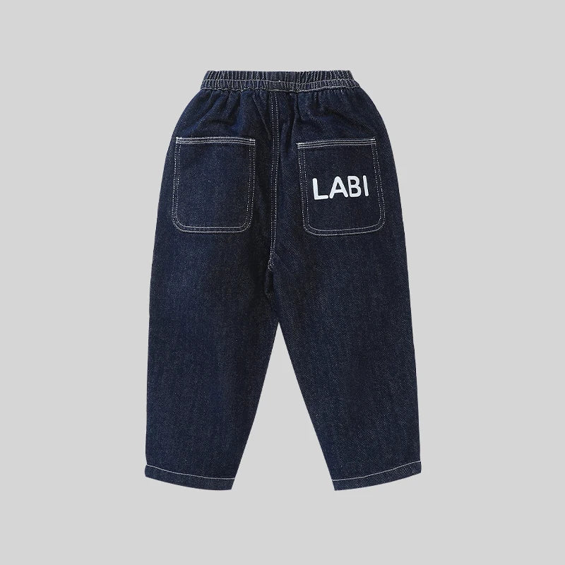 Durable Kids Denim Jeans for Boys Girls Outdoor Elastic Waist Cotton Trousers with Pockets Children Jeans Pants Kid Clothing