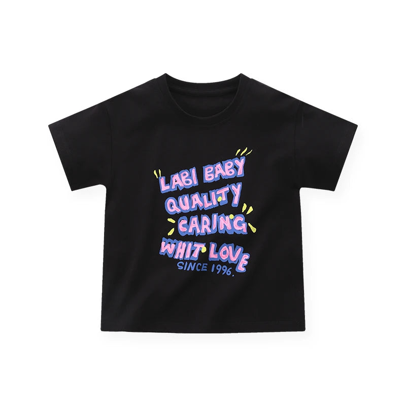 Top Clothes For Children Letter Print Cotton Children's clothing Summer Short Sleeve T Shirt Round Neck Tops 2024 baby clothes