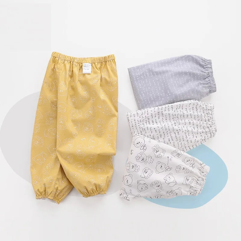 1-5 Year Summer Casual Pants for Boys Girls Cartoon Print Soft Trousers Breathable Spring Pants Kids Clothing Baby Clothes 2024