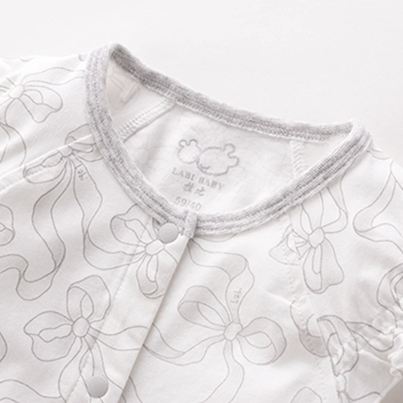 High-end Newborn Rompers Ruffle Sleeve Bows Flower Print Infant Bodysuit for Boy Girls Toddler Jumpsuit Baby Clothes Gift Summer