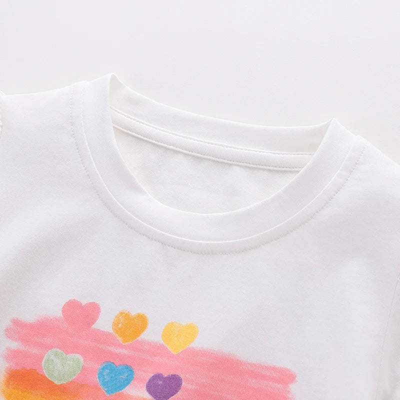 LABI BABY Rainbow T-shirts for Girls Autumn Long Sleeve Tops Cute Infant Pullovers Toddler Sweatshirt Casual Outfit Baby Clothes