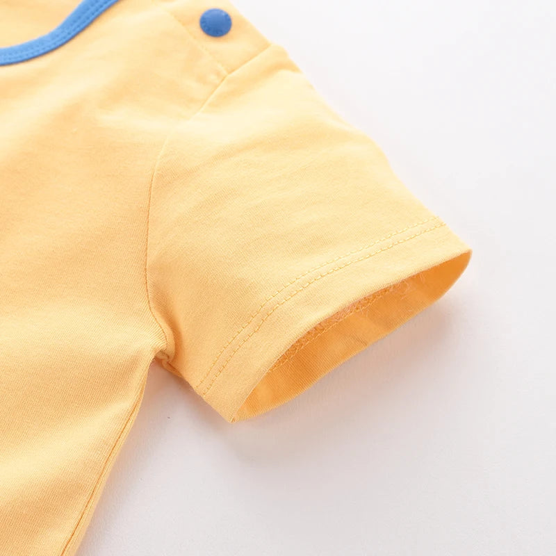 Summer Baby Boys Romper Cotton Infants Bodysuits Newborn Jumpsuits Onesie Round Neck Shoulder Buckle Children Clothes 12-36Mouth
