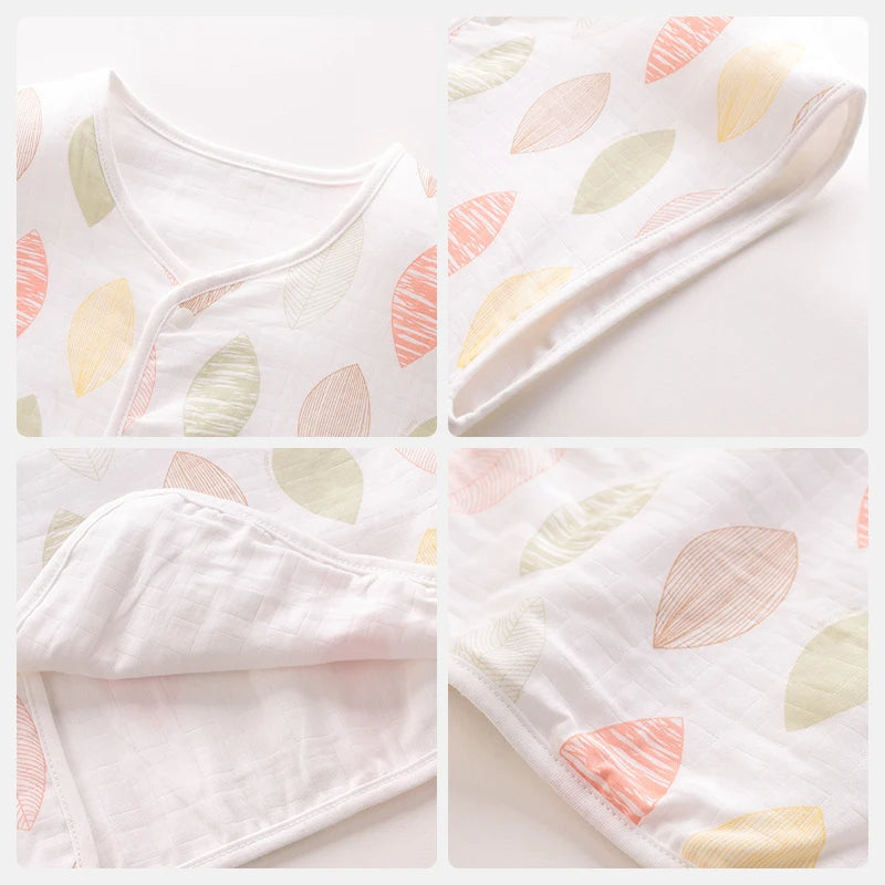 LABI BABY Summer Short Sleeve Sleeping Bags Baby Girls Boys Sleepwear Infant Sleepsuits Toddler Bodysuit Kids Sleeping Jumpsuit