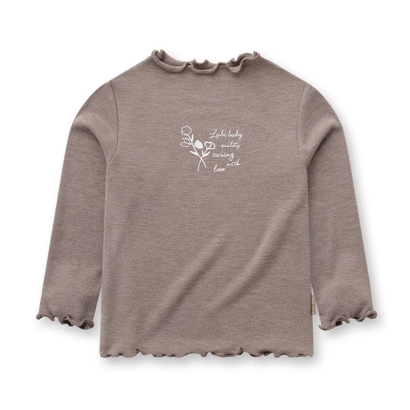 LABI BABY Autumn Girls Floral Top Toddlers Ruffle Design Tops Kids Long Sleeve Pullover T Shirt Children Clothes Baby Clothing