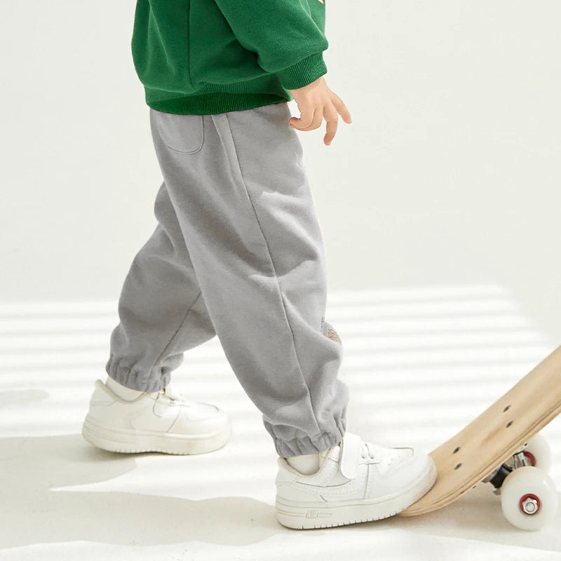 LABI BABY Children Sweatpants Boys Girls Grey Casual Elastic Waist Pants Spring Autumn Kids Sports Pants Letters Print Trousers