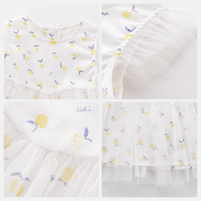 LABI BABY Girls Fairy Dress Summer Sleeveless Dresses for Toddler Girls Ruffles Muslin Elegant Floral White Princess Dress Kids