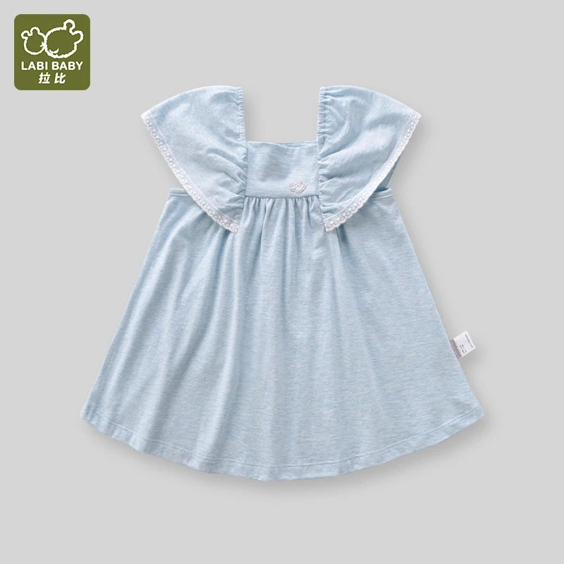 LABI BABY Summer Lace Dresses for Girls Kids Elegant Sleeveless Princess Dress Toddler Dresses Blue Purple Thin Clothes
