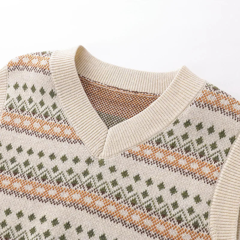 LABI BABY Sweaters Vest Knitted Sleeveless Vest Tops for Boys Girls Autumn Sweater Pullover Vests Knit V neck Toddlers Clothes