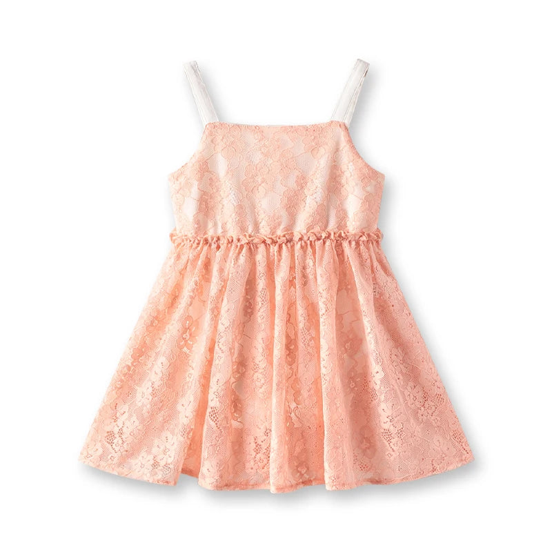 LABI BABY-vestido mameluco de encaje para niña, vestido de princesa para recién nacido, mono de malla Floral para niño, vestidos de encaje con tirantes para verano