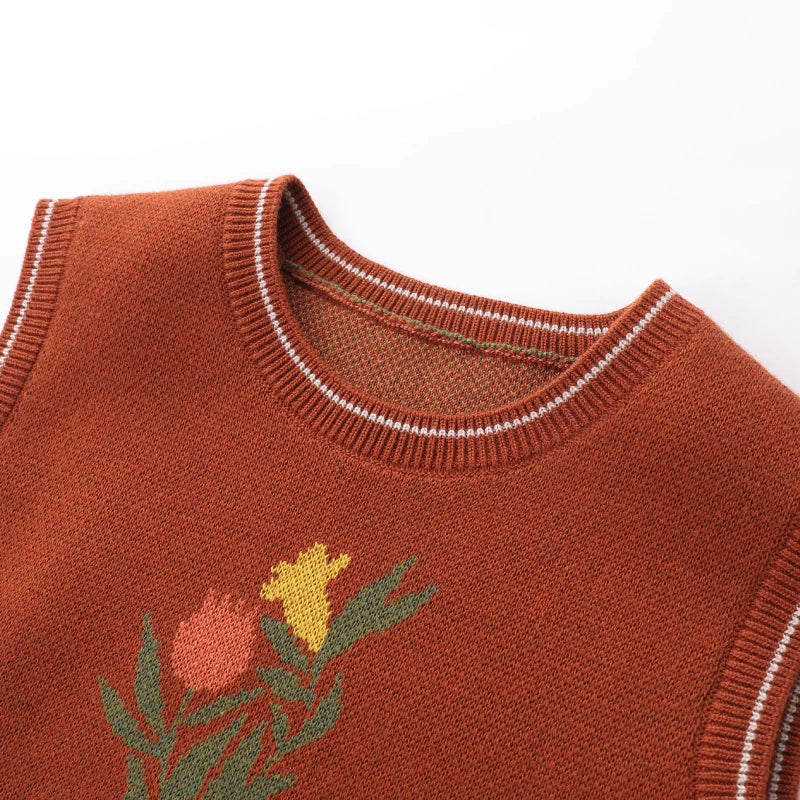 LABI BABY Girls Knitting Vest Autumn Knitted Vest Top Sleeveless Sweater Versatile Pullover Vest Xmas Red Sweater Clothes 1-6 T