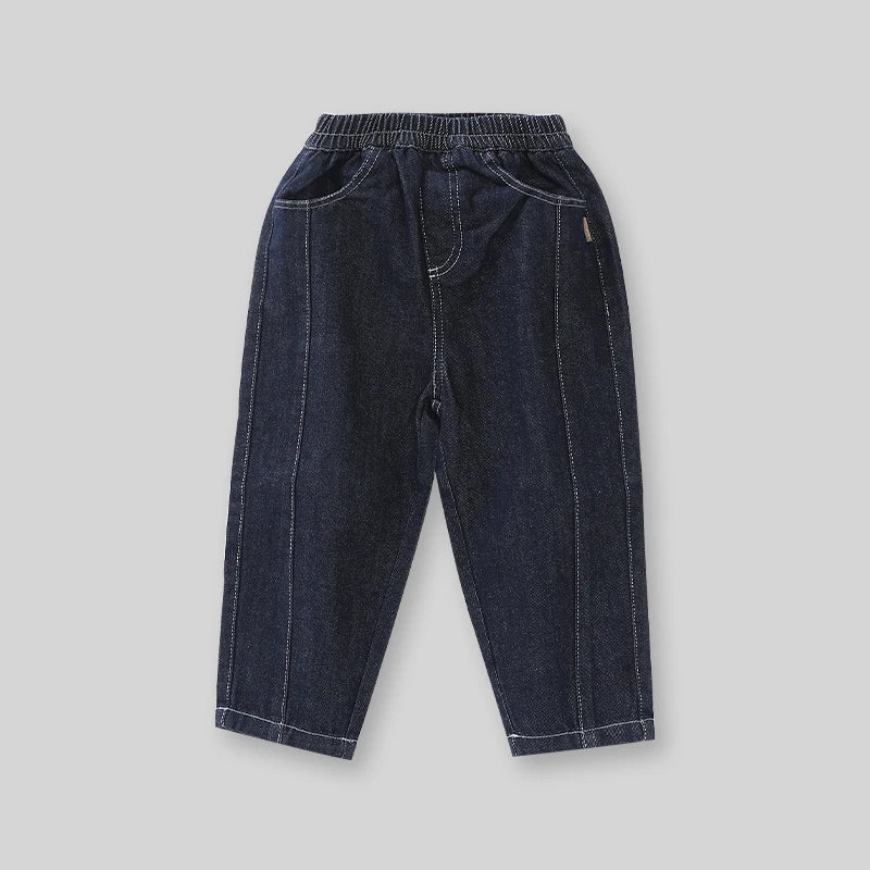 Durable Kids Denim Jeans for Boys Girls Outdoor Elastic Waist Cotton Trousers with Pockets Children Jeans Pants Kid Clothing