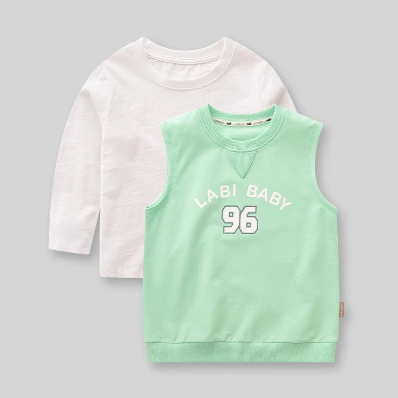 LABI BABY Girl Sweatshirt Dress Suit Long Sleeve Two Piece Dresses Kids Children Long Top Autumn Spring Clothing School Outfits