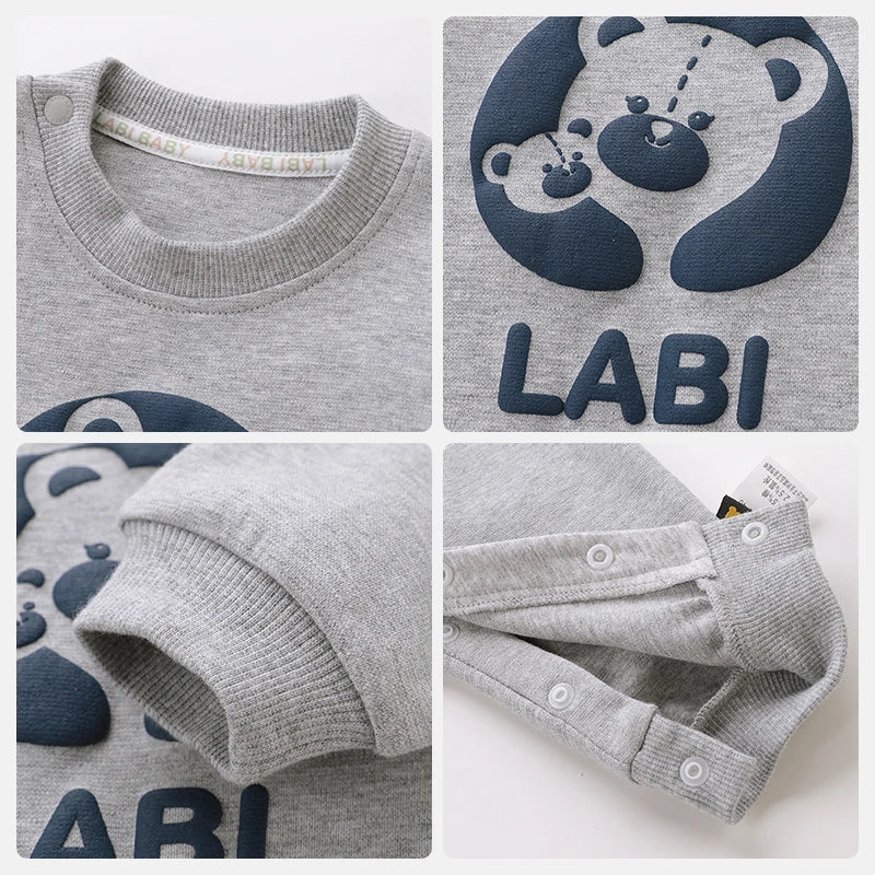 LABI BABY Cotton Sports Romper Spring Fall Long Sleeve Playsuits Casual Infant Jumpsuit Toddler Bodysuit Newborn Onesie Gift