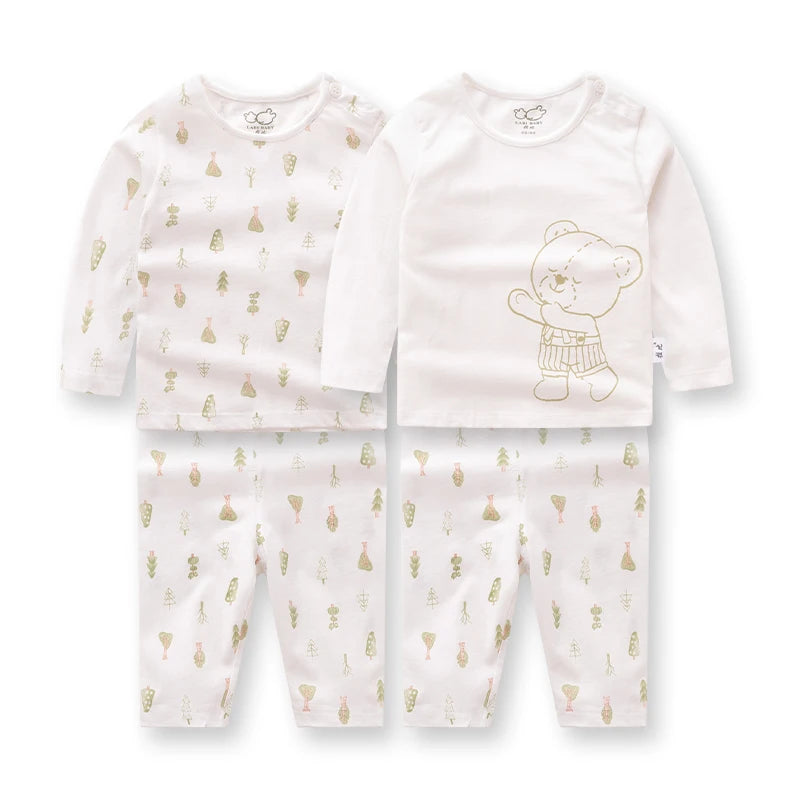 LABI BABY 2Pcs/Set Infant Jumpsuit Spring Newborn Cotton Romper Toddler Soft Bodysuit for Baby Boys Girl Kids Comfortable Onesie