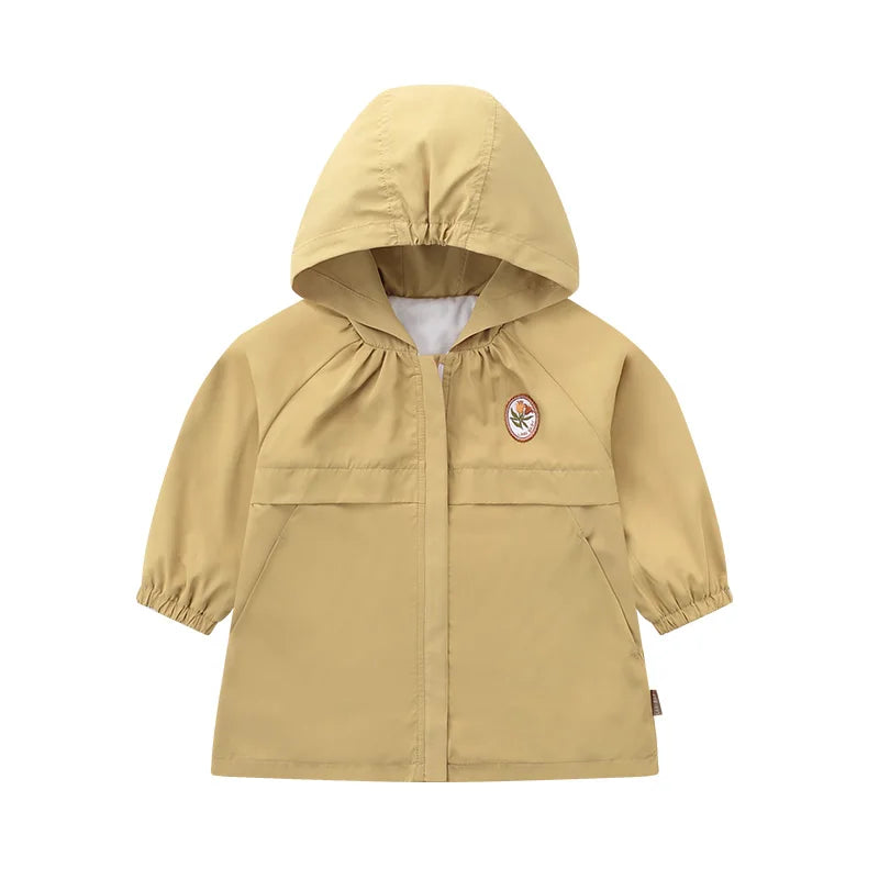 LABI BABY Girl Jacket Autumn Long Sleeve Hooded Coat Casual Outerwear Windbreaker for Girls Clothes Velvet Inside 1-6 Toddlers