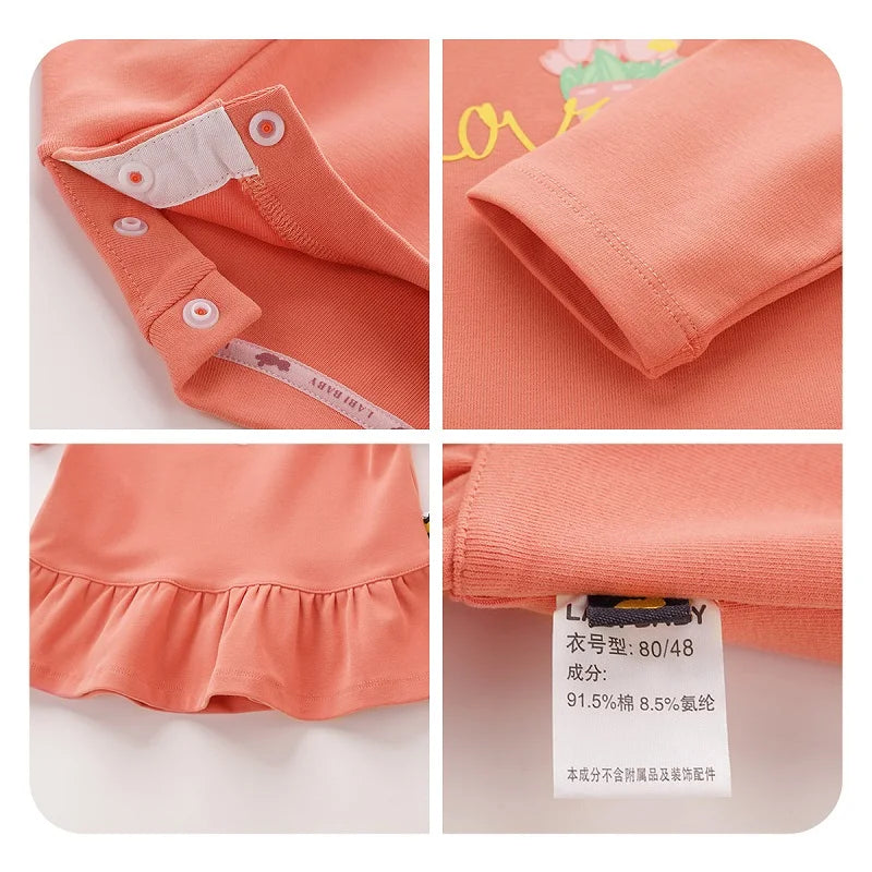 LABI BABY Girls T Shirt Kids Flower Print Tops Autumn Long Sleeve Casual T Shirts Pullover Round Neck Fall Toddler Baby Clothes