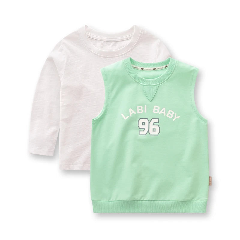 LABI BABY Girl Sweatshirt Dress Suit Long Sleeve Two Piece Dresses Kids Children Long Top Autumn Spring Clothing School Outfits