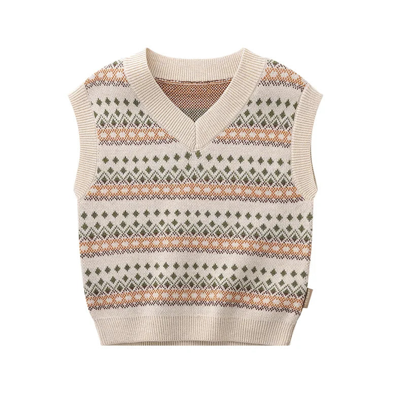 LABI BABY Sweaters Vest Knitted Sleeveless Vest Tops for Boys Girls Autumn Sweater Pullover Vests Knit V neck Toddlers Clothes
