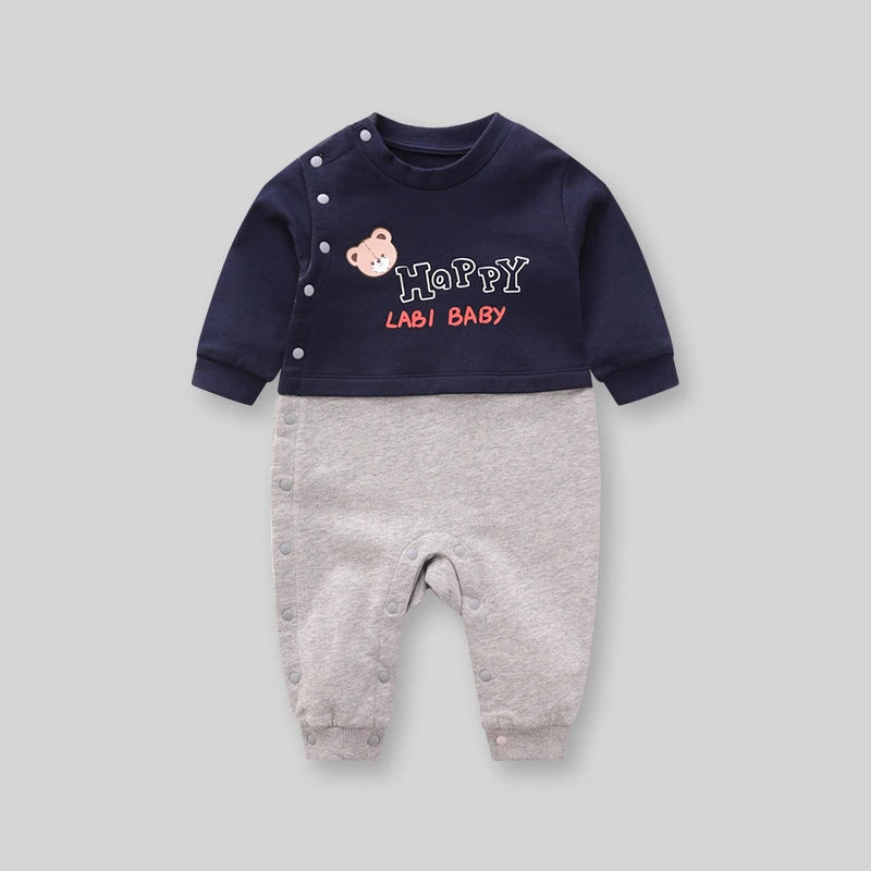 LABI BABY Long Sleeve Romper Korean Style Toddler Bodysuits Kids Jumpsuits Infant Outdoor Playsuits Autumn Clothing 2 Colors