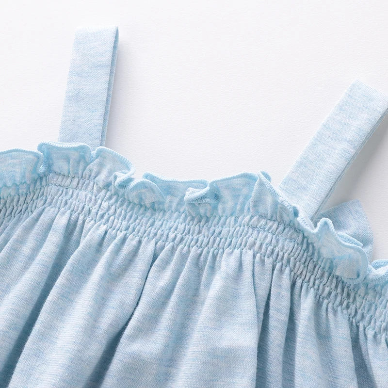 LABI BABY Baby Girls Summer Sleeveless Bodysuits Solid Color Cotton Baby Clothing bow Sweet Toddler Childrens Clothes